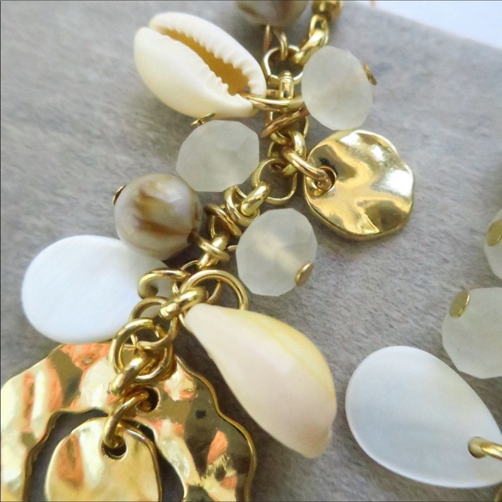 Hammered Coastal Shell Dangle Earrings - Picture 6 of 7